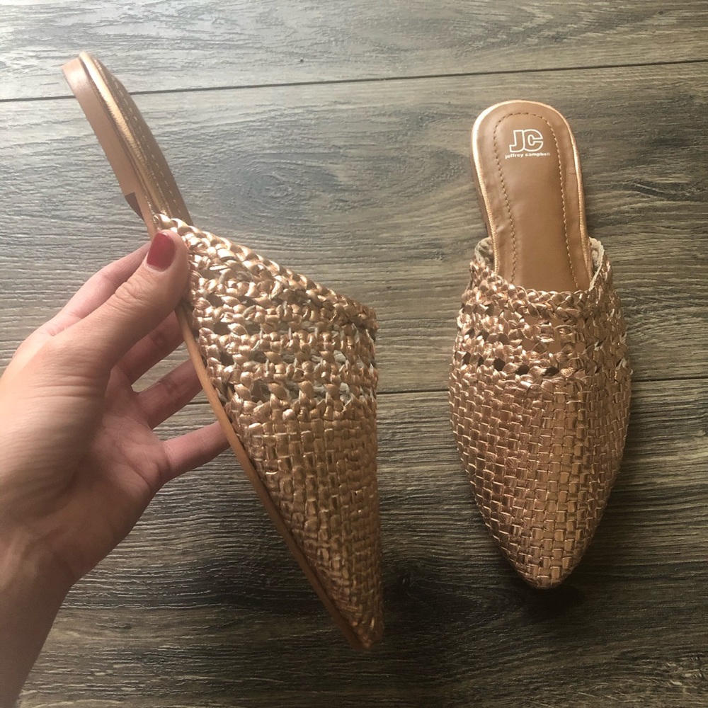 JEFFREY CAMPBELL Metallic Woven Mule Sandal
